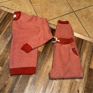 Feat Cozy Blanket Blend Joggers and Sweatshirt Rust Colored Set Size Small